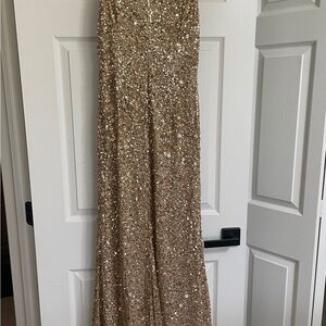 Adrianna Papell gold sequin MOB dress